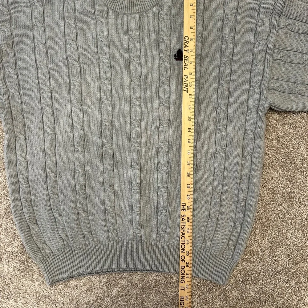 Vintage Izod Cable Knit Crewneck Sweater Men‎ Size XL Gray Cotton Preppy